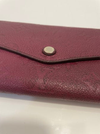 Louis Vuitton Dark Red Monogram Empreinte Sarah Long Wallet W/ Initials N.O.N