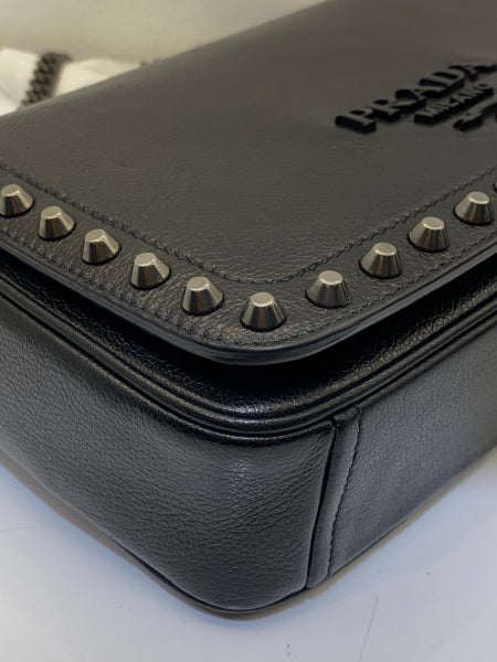 Prada Black Flap Studded Bag