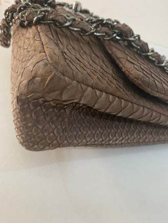 Chanel Brown Python Double Flap Small Bag