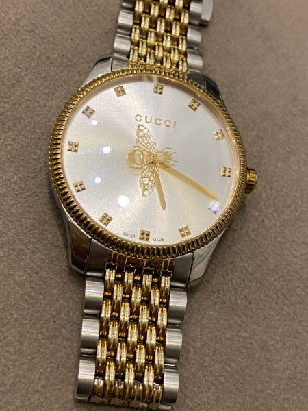 Gucci Stainless Steel Yellow Gold G-Timeless Bee 36mm Watch