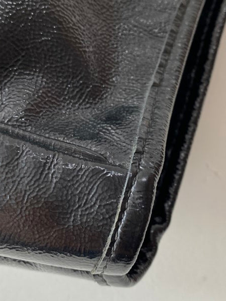 YSL Black Textured Y-Mail Tote Bag