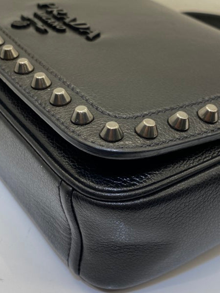 Prada Black Flap Studded Bag