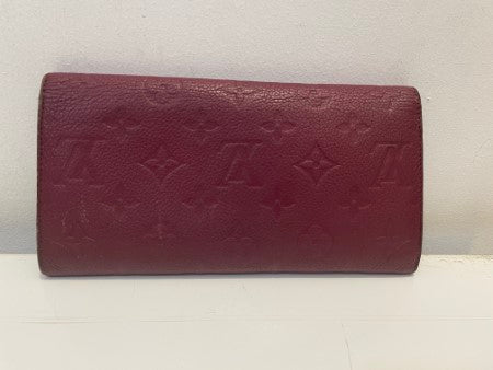 Louis Vuitton Dark Red Monogram Empreinte Sarah Long Wallet W/ Initials N.O.N