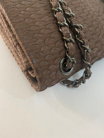 Chanel Brown Python Double Flap Small Bag