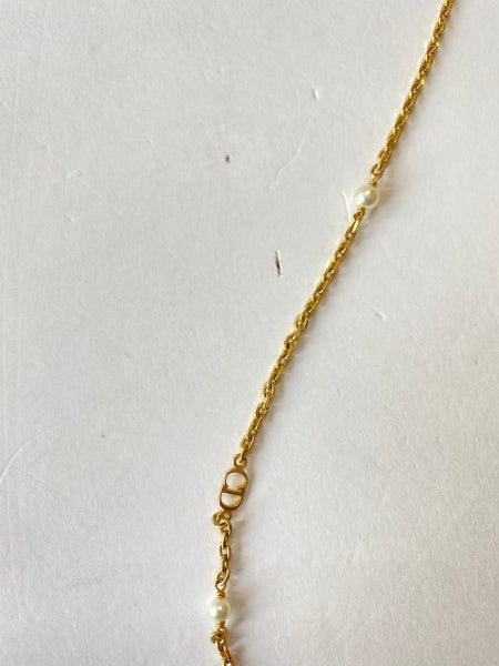 Christian Dior Gold Long Double Layer Necklace