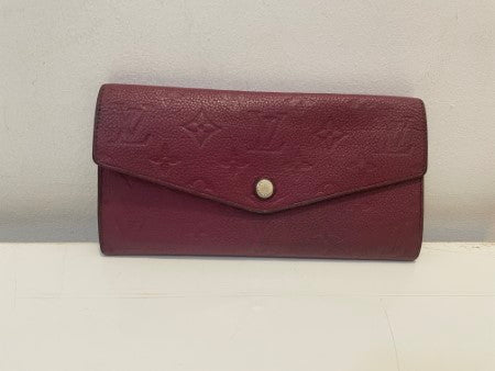 Louis Vuitton Dark Red Monogram Empreinte Sarah Long Wallet W/ Initials N.O.N