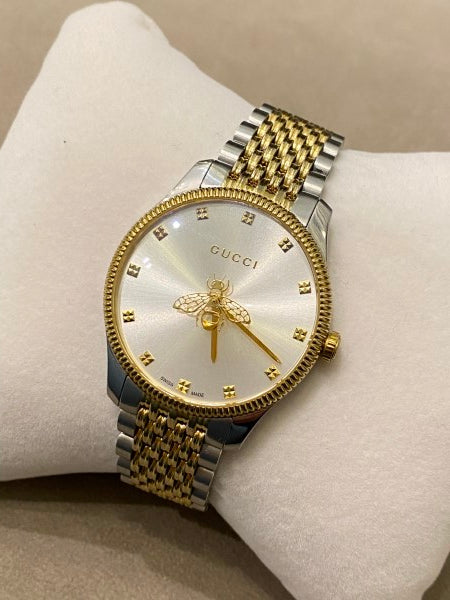 Gucci Stainless Steel Yellow Gold G-Timeless Bee 36mm Watch