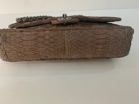 Chanel Brown Python Double Flap Small Bag