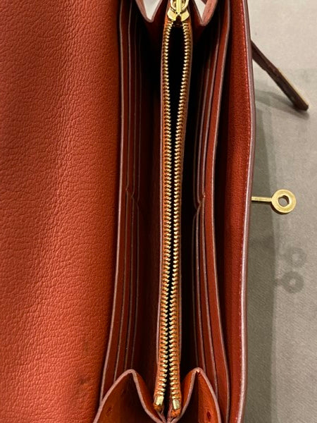 Hermes Brown Ostrich Classic Kelly Wallet