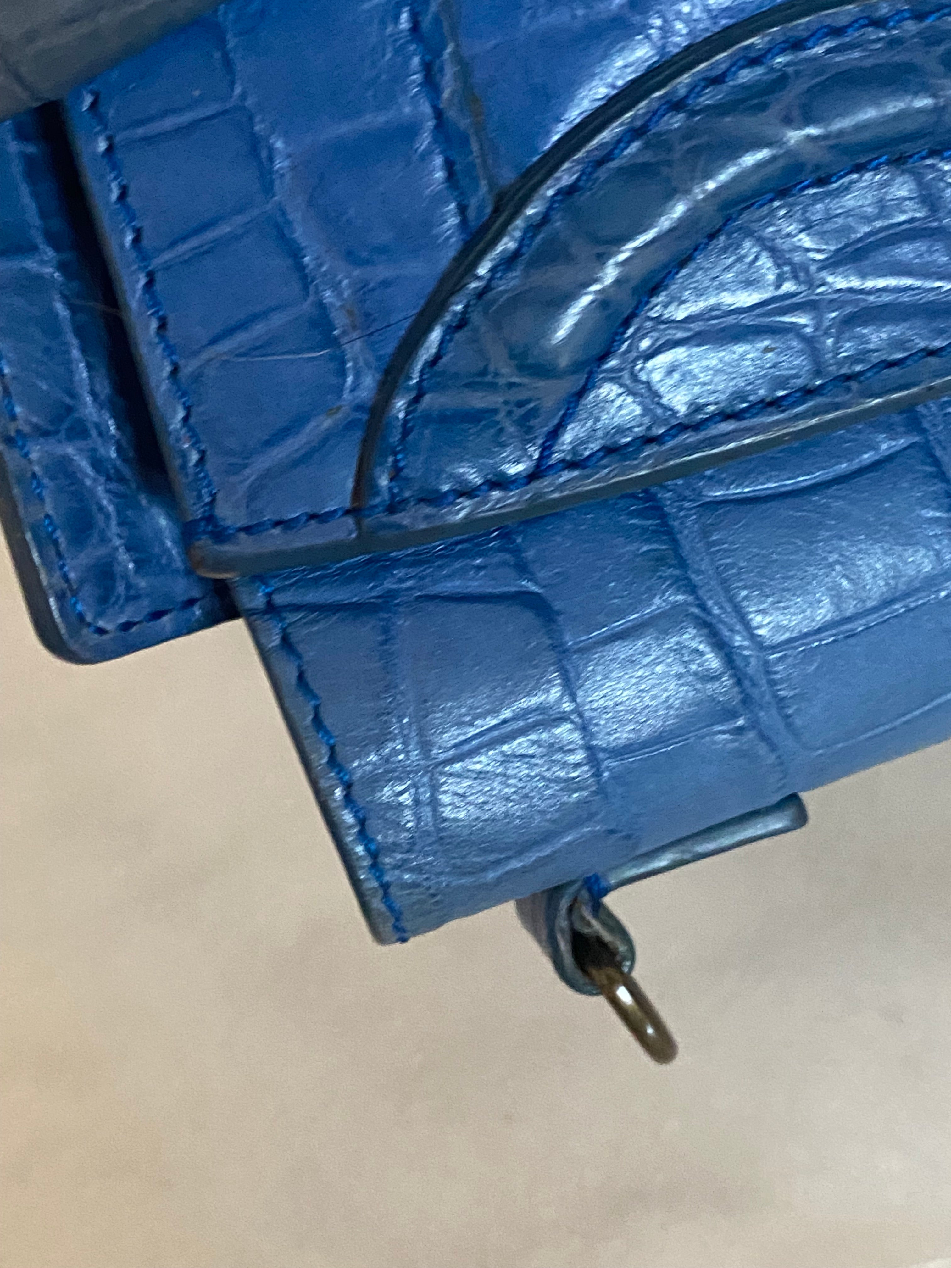 Celine Blue Crocodile Nano Luggage Tote Bag