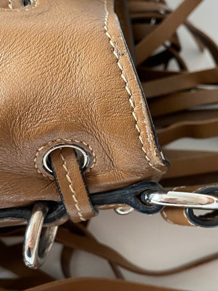 Prada Camel Fringe Bucket Bag