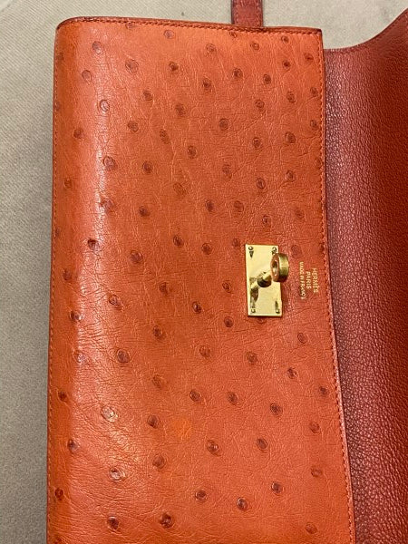 Hermes Brown Ostrich Classic Kelly Wallet