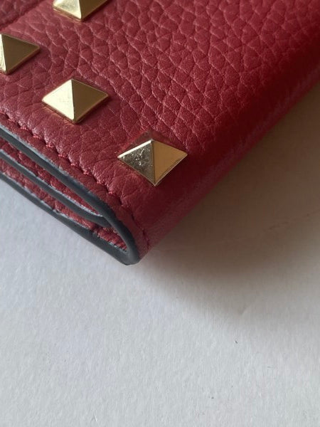 Valentino Red Studded Rockstud Wallet