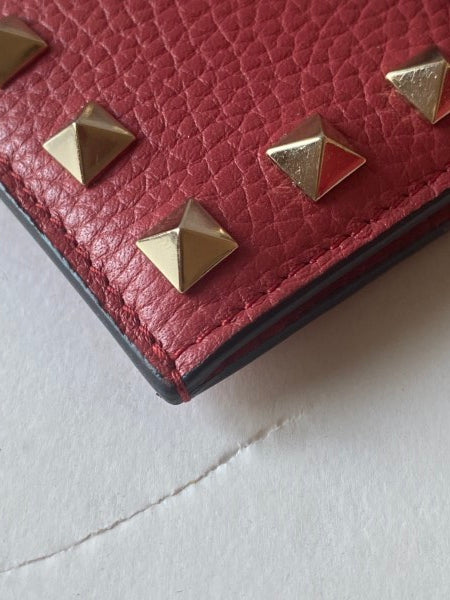 Valentino Red Studded Rockstud Wallet