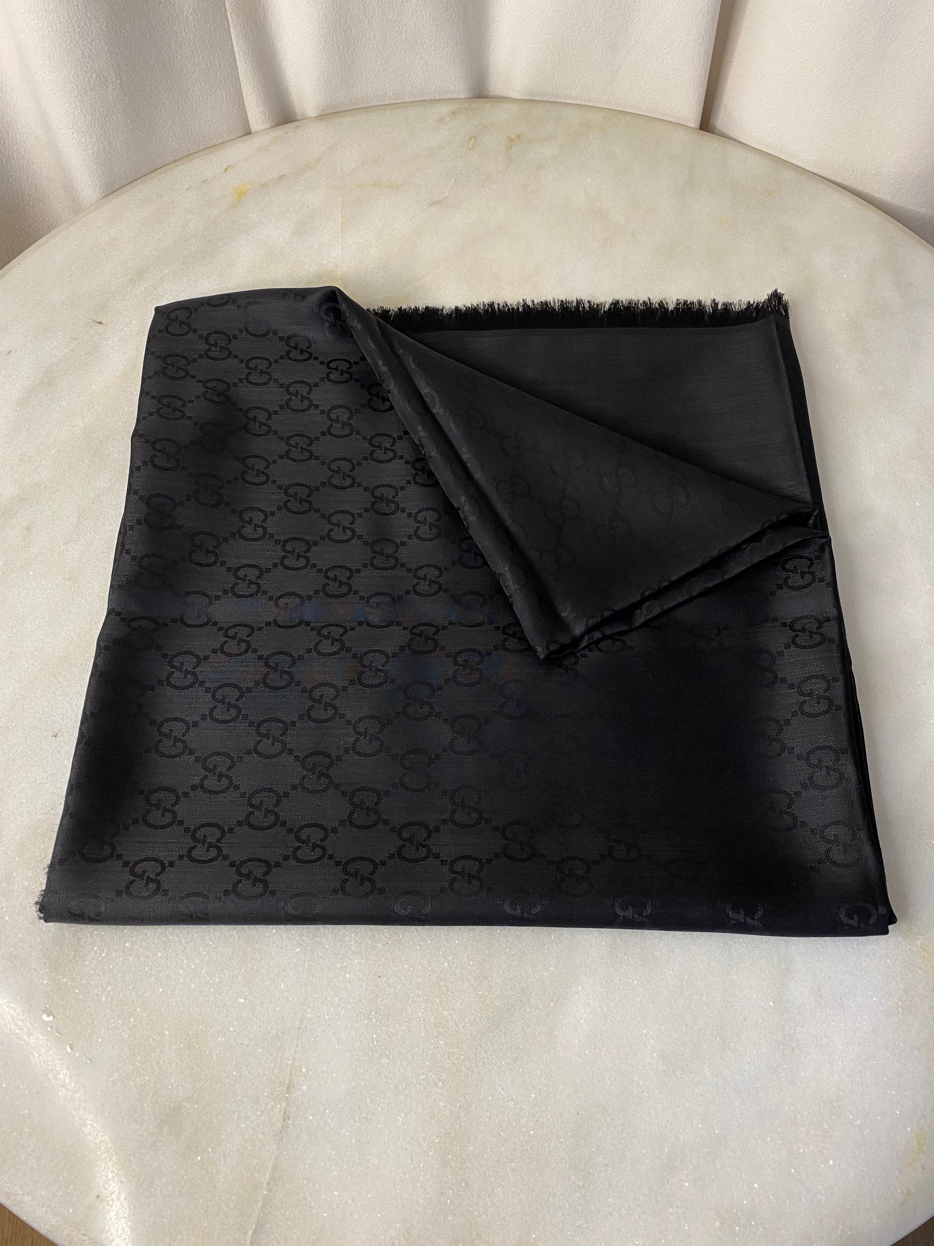 Gucci Black GG Scarf