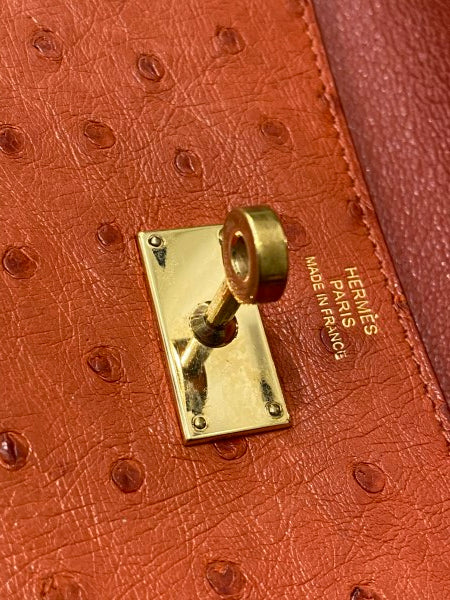 Hermes Brown Ostrich Classic Kelly Wallet