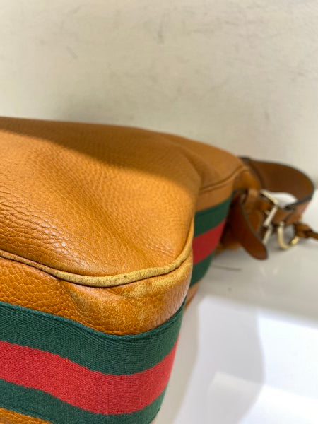 Gucci Brown Heritage Web Striped Hobo Bag