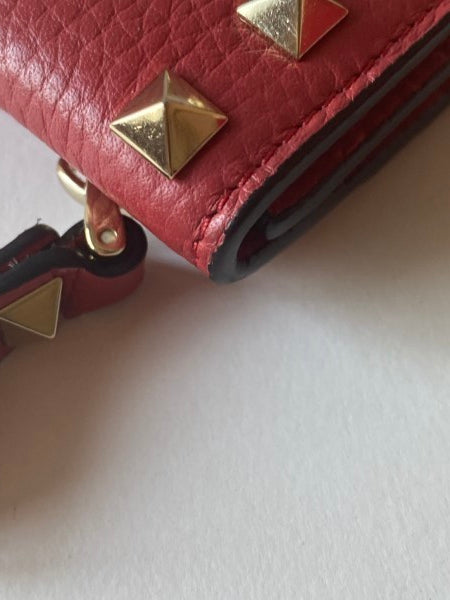 Valentino Red Studded Rockstud Wallet