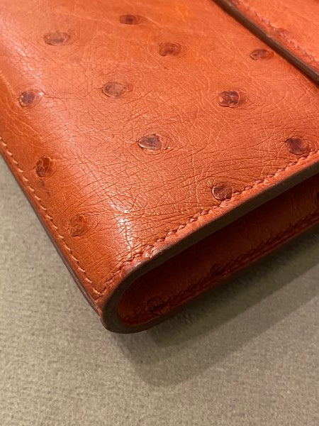 Hermes Brown Ostrich Classic Kelly Wallet