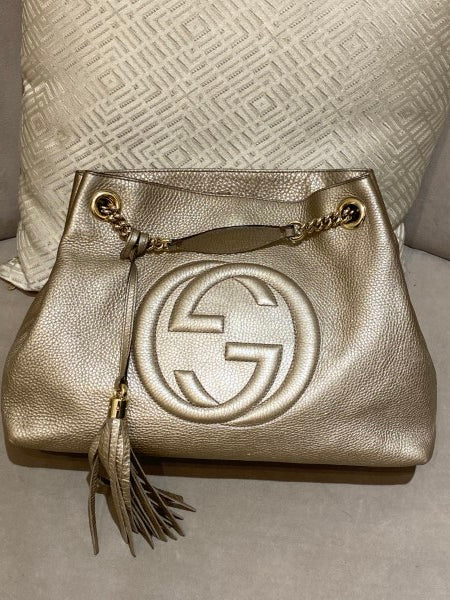 Gucci Champagne Soho Tassel Medium Chain Bag