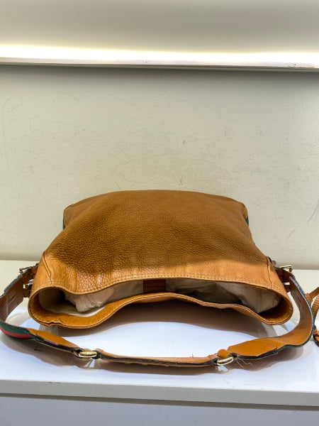 Gucci Brown Heritage Web Striped Hobo Bag