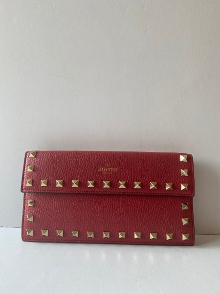 Valentino Red Studded Rockstud Wallet