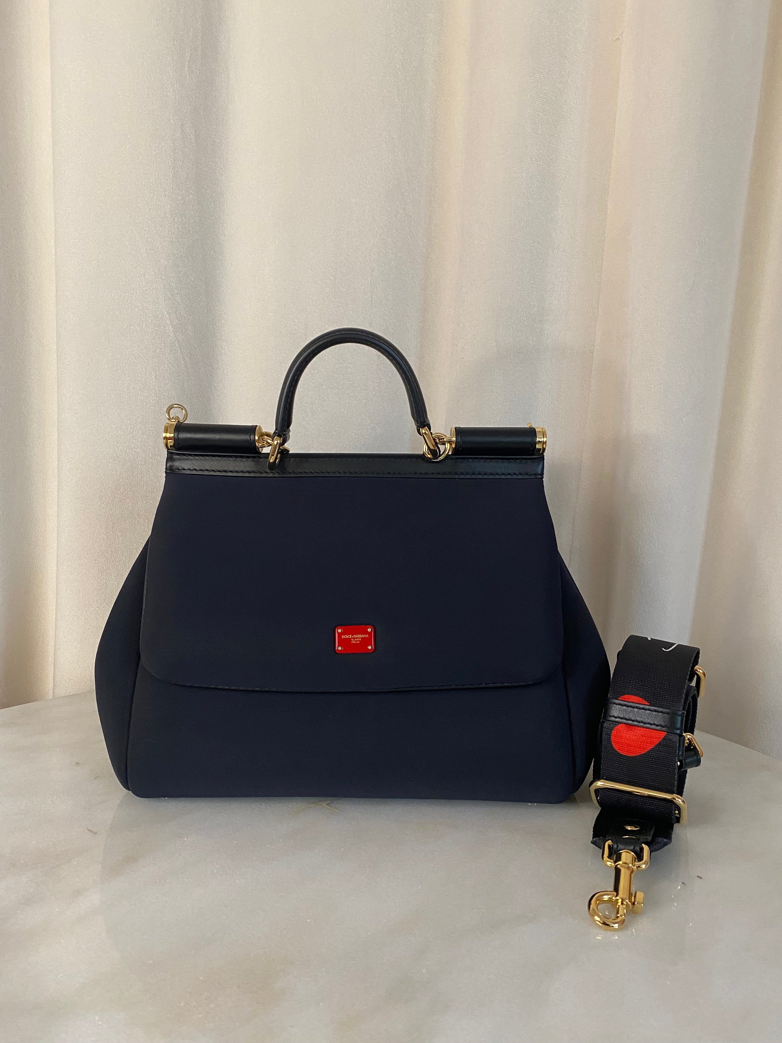 Dolce & Gabbana Black Neoprene Sicily Medium Bag