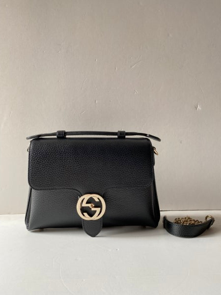 Gucci Black Dollar Interlocking G Top Handle Bag