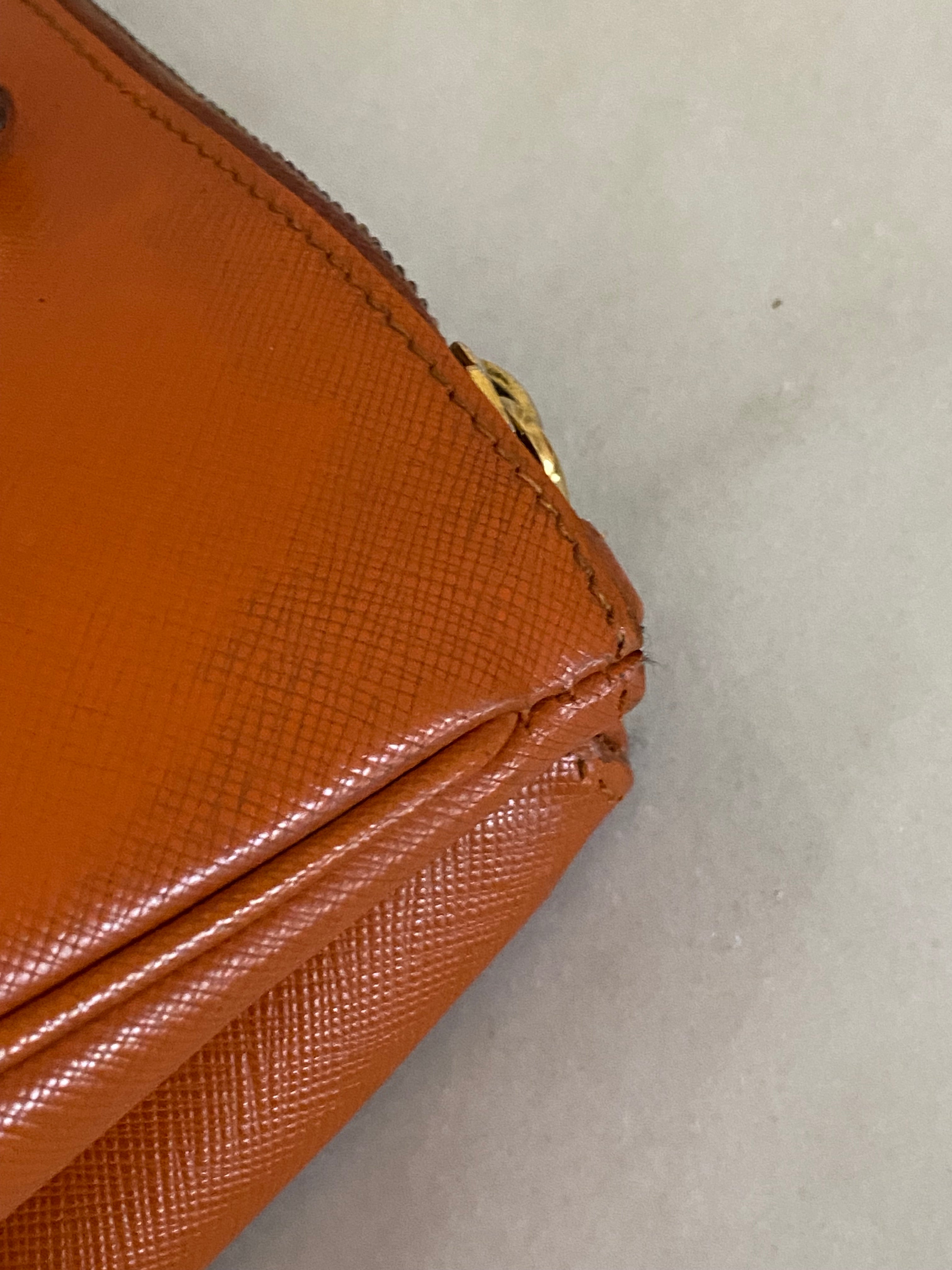 Prada Orange Galleria Double Zip Large Bag