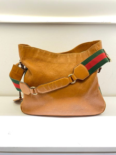 Gucci Brown Heritage Web Striped Hobo Bag