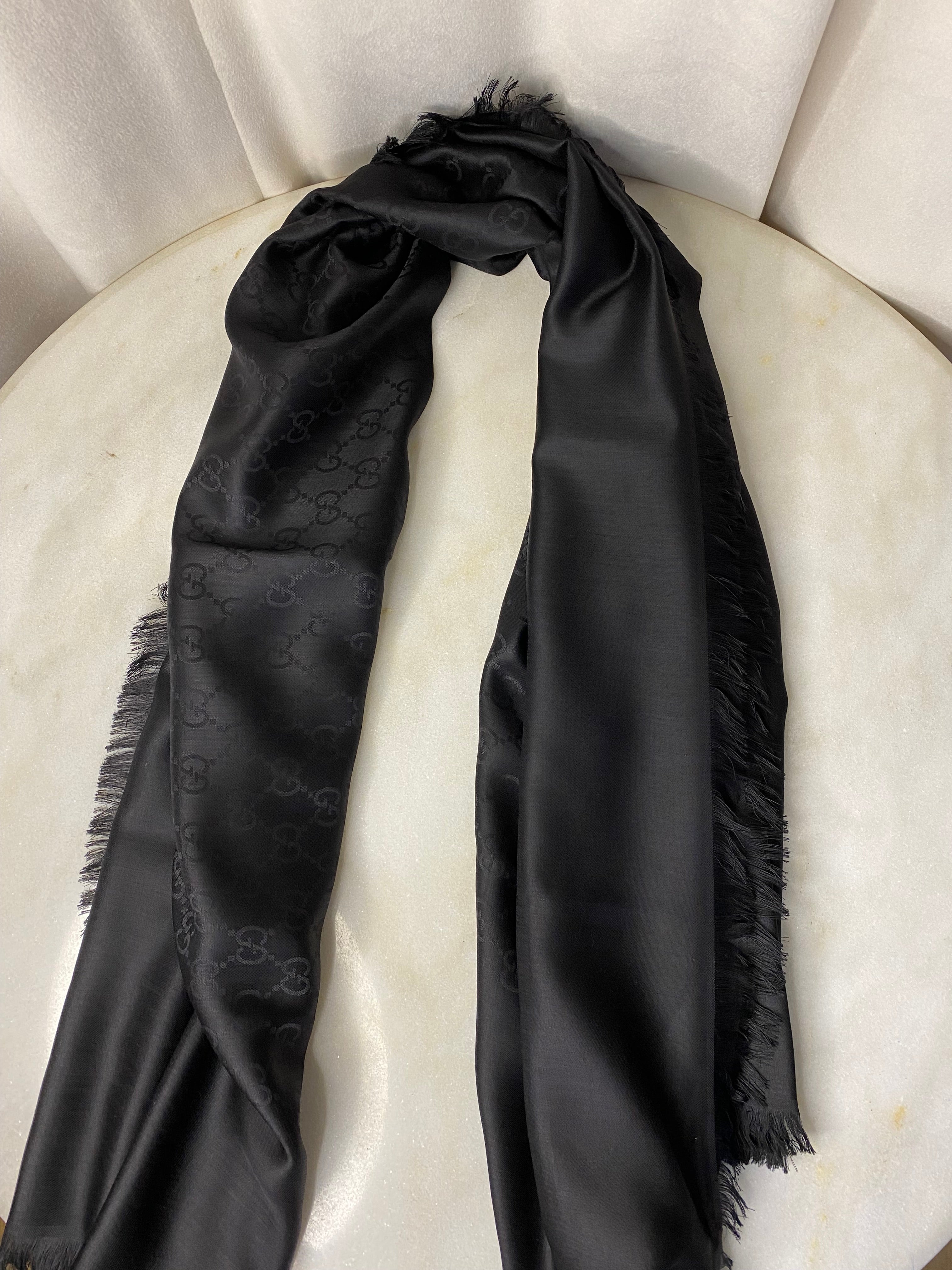 Gucci Black GG Scarf