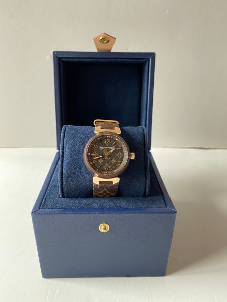 Louis Vuitton 18K Rose Gold  ST.ST Tambour Monogram Watch