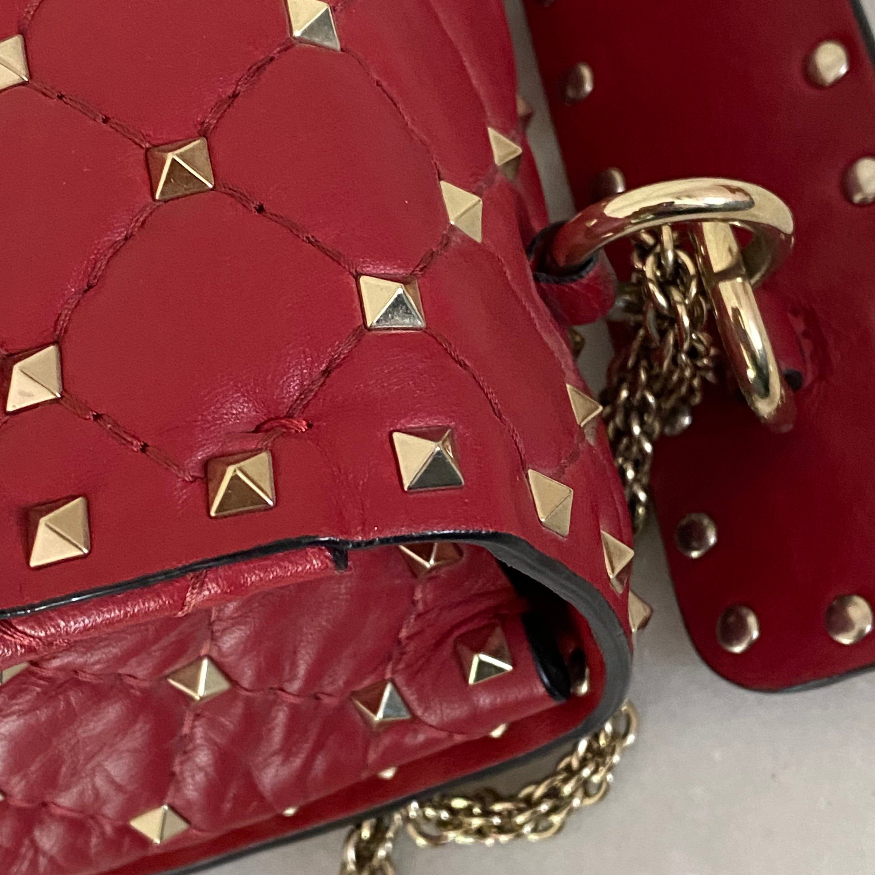 Valentino Red Spike Rockstud Bag