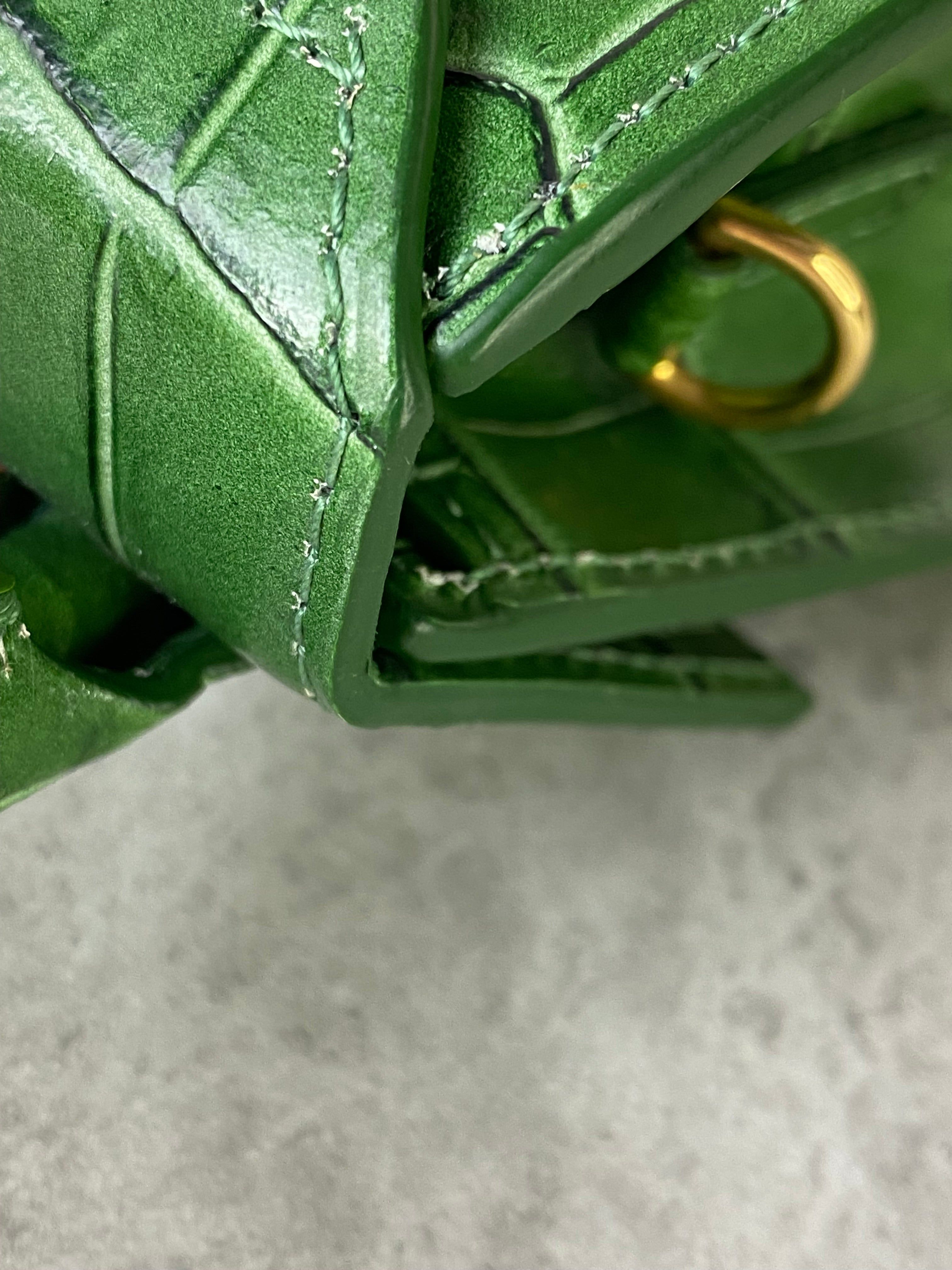 Jacquemus Green Croco Embossed Chiquito Mini Tote Bag