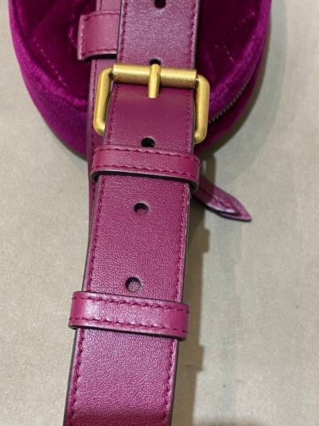 Gucci Violet Velvet GG Marmont Mini Belt Bag