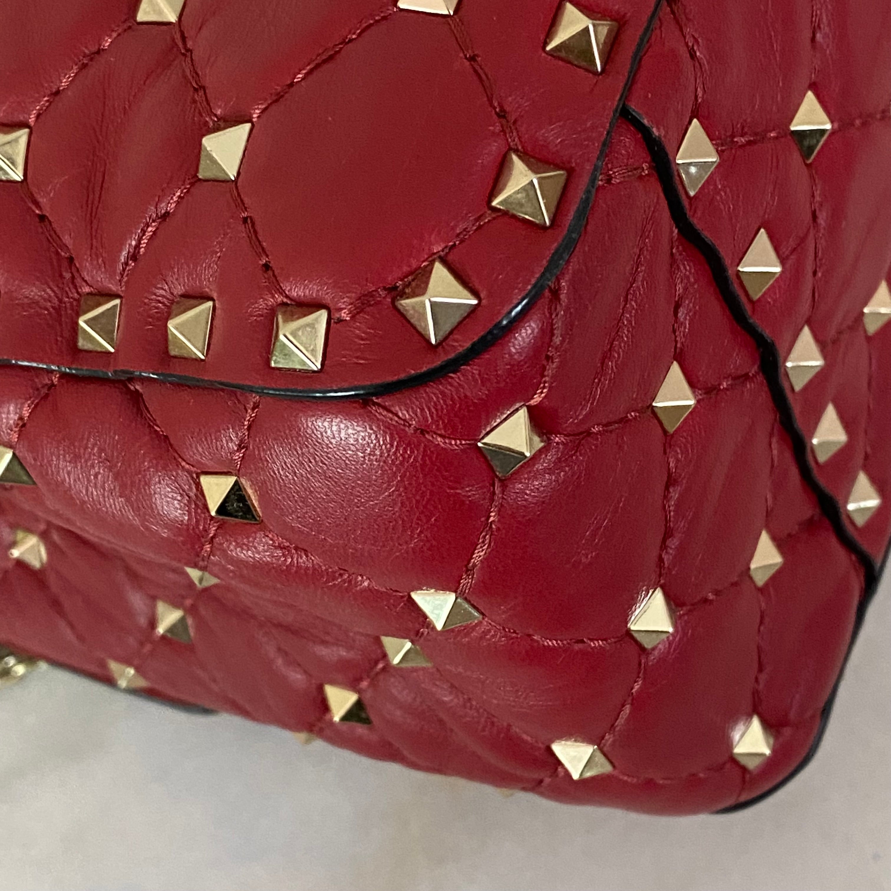 Valentino Red Spike Rockstud Bag