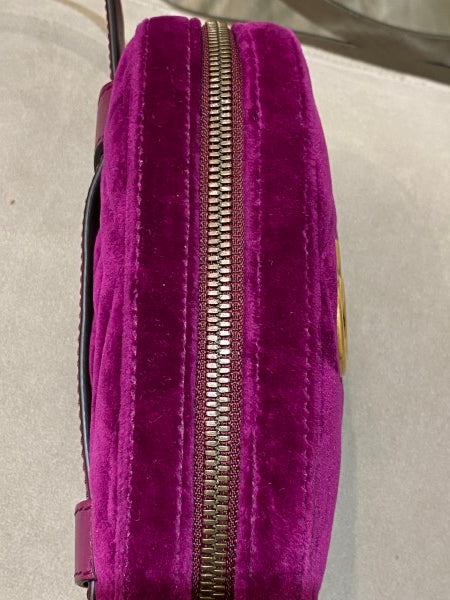 Gucci Violet Velvet GG Marmont Mini Belt Bag