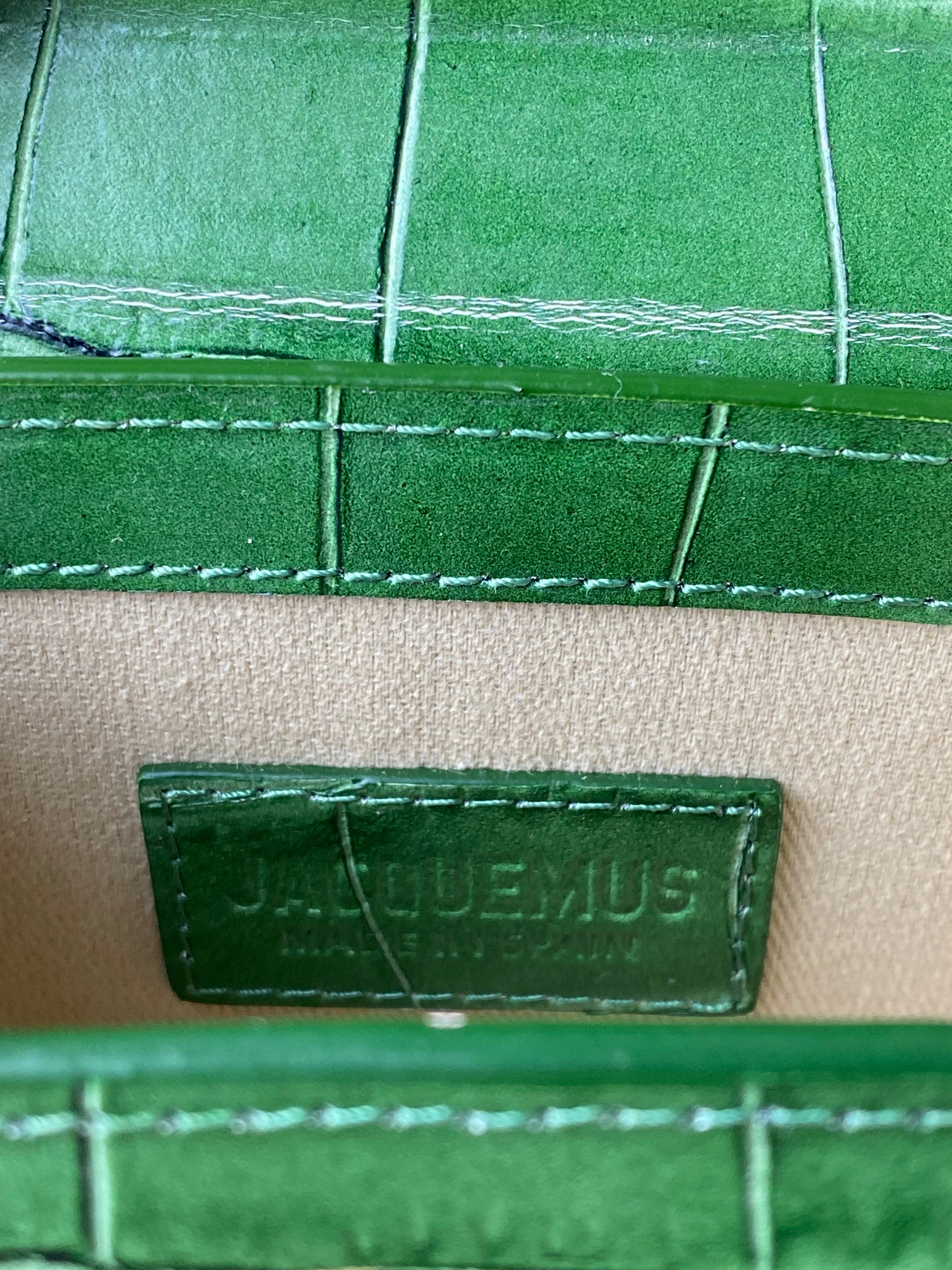 Jacquemus Green Croco Embossed Chiquito Mini Tote Bag
