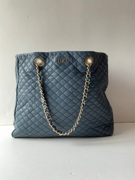 Dolce & Gabbana Blue Quilted Lily Glam Tote Bag