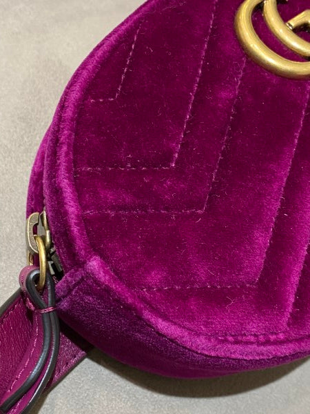 Gucci Violet Velvet GG Marmont Mini Belt Bag