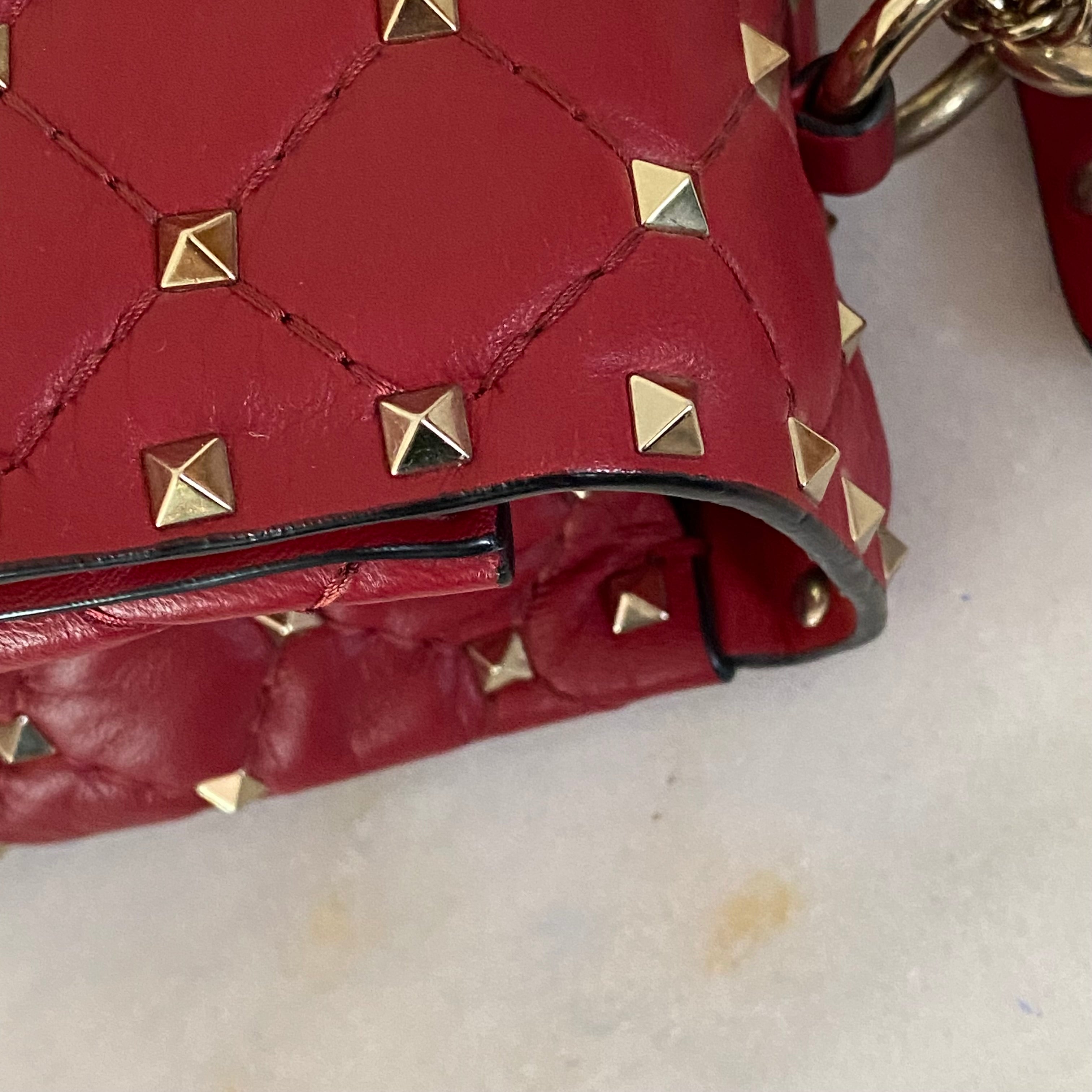 Valentino Red Spike Rockstud Bag