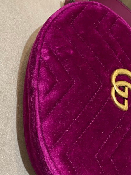 Gucci Violet Velvet GG Marmont Mini Belt Bag