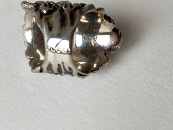 Gucci Silver Lion Head With Crystal Ring 10