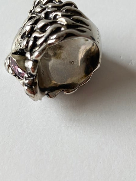 Gucci Silver Lion Head With Crystal Ring 10