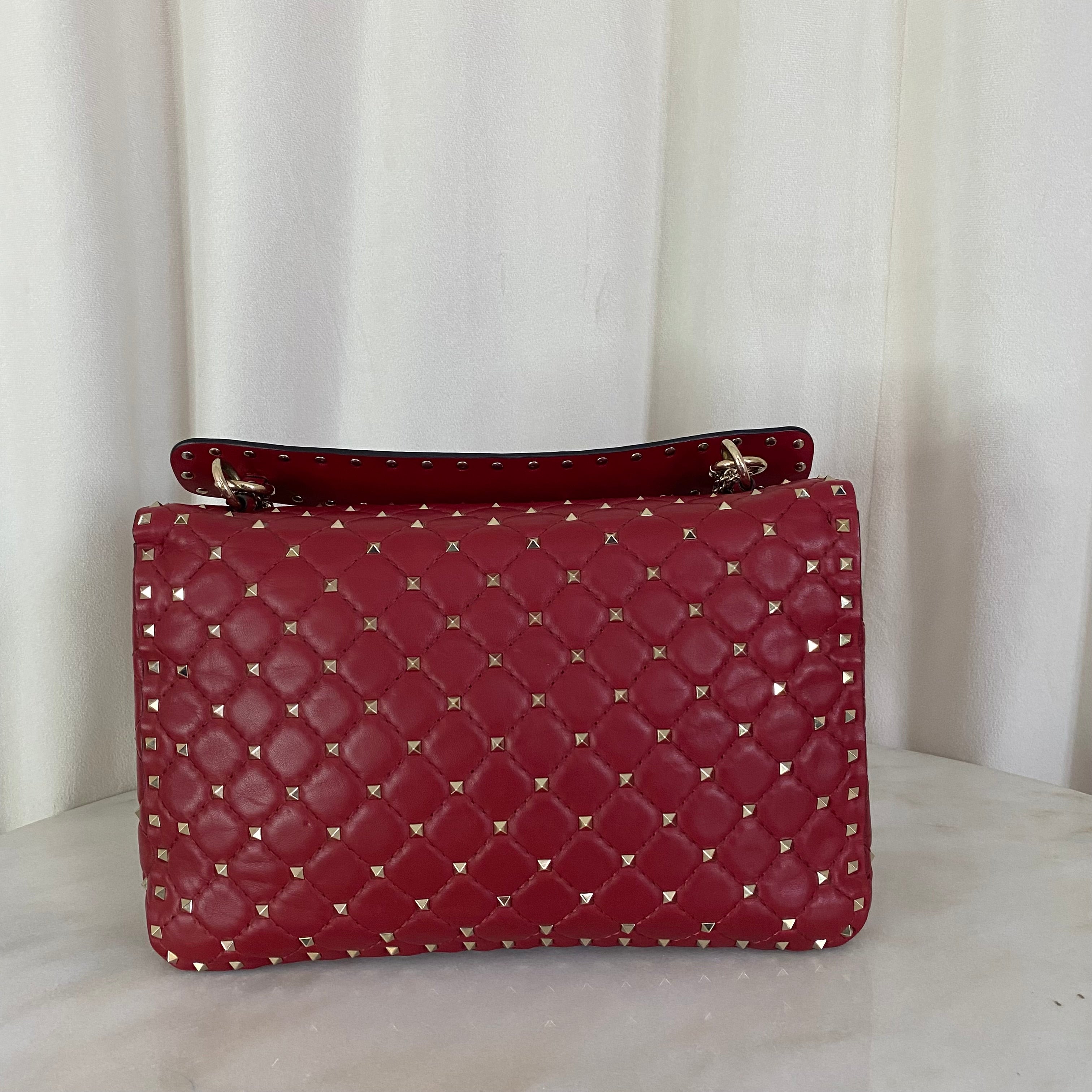 Valentino Red Spike Rockstud Bag