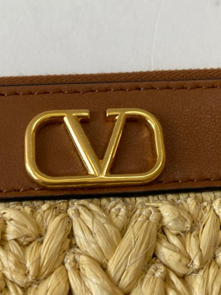 Valentino Bicolor Garavani Logo Woven Wristlet Clutch