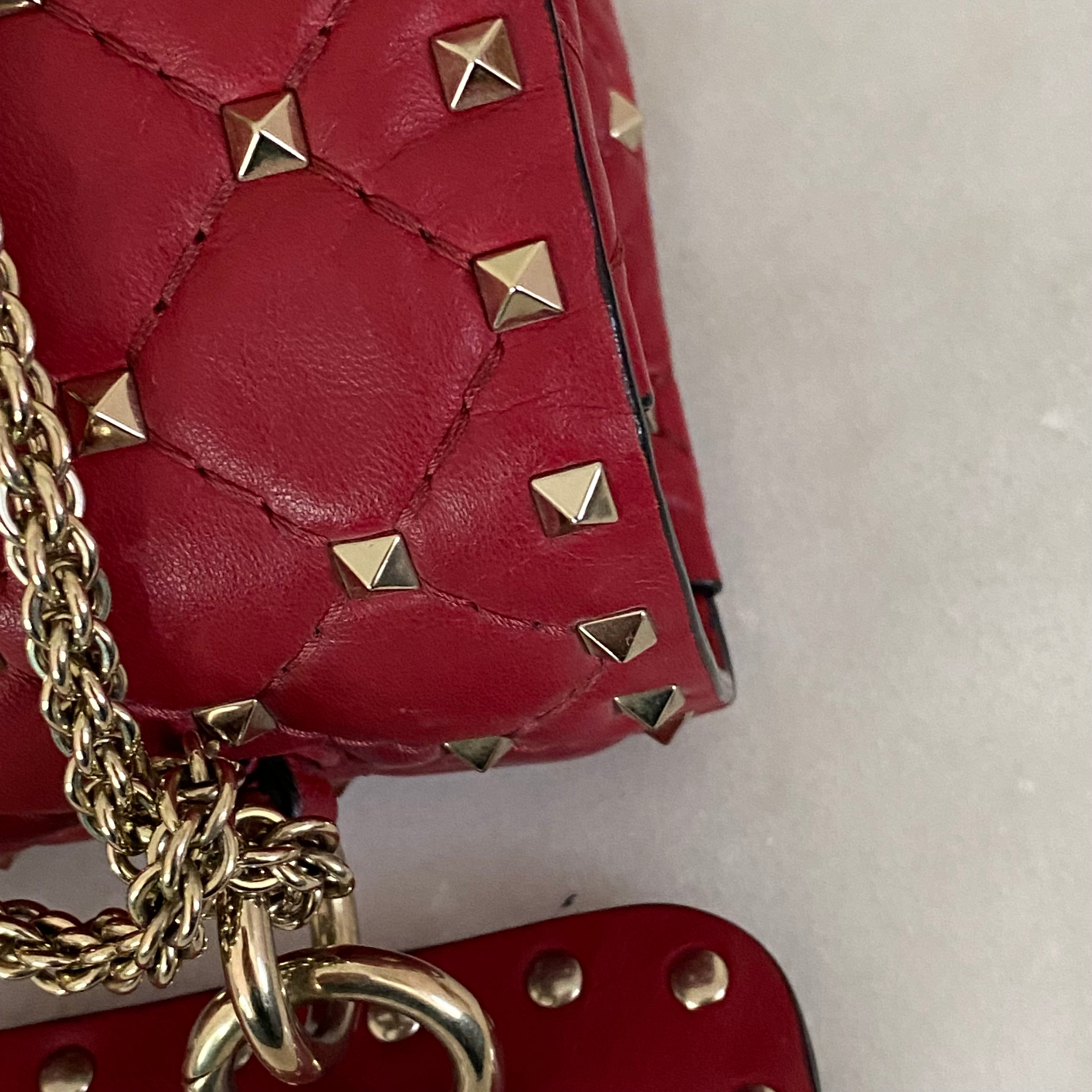 Valentino Red Spike Rockstud Bag