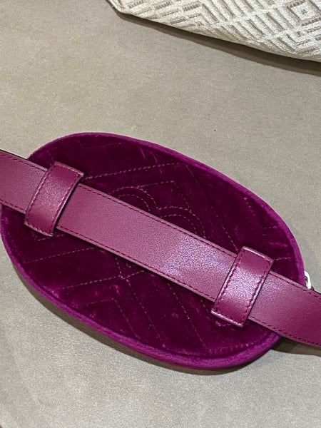 Gucci Violet Velvet GG Marmont Mini Belt Bag