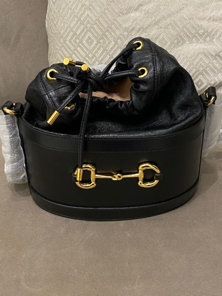 Gucci Black 1955 Horsebit Bucket Bag