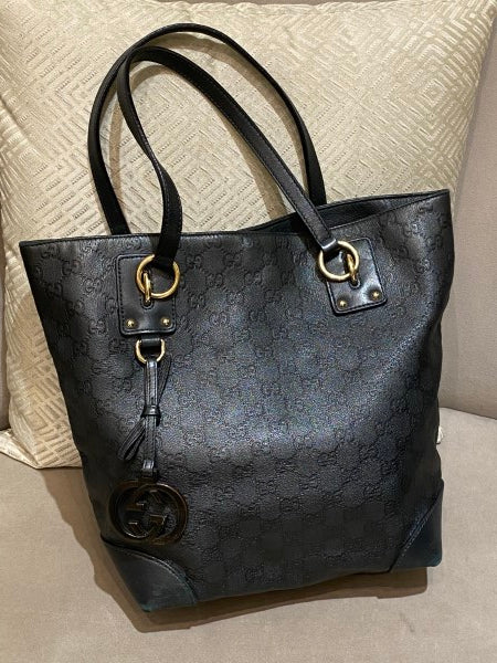 Gucci Black GG Guccissima Interlocking Tote Bag